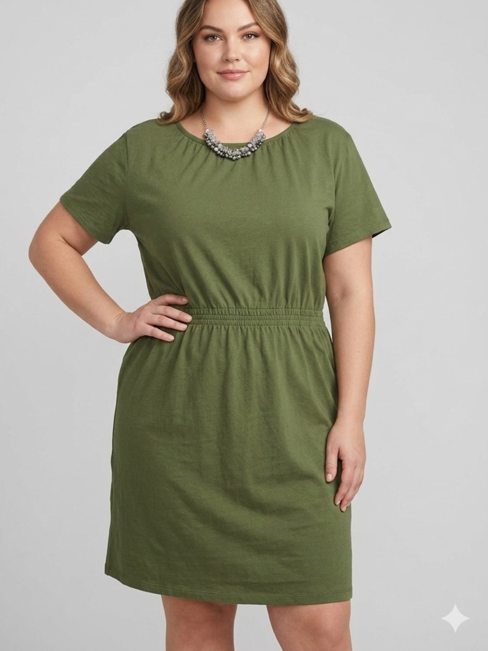 JOE FRESH Military Green Cotton T Shirt Dress 1X